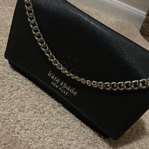 Kate Spade Black Clutch with Silver Chain